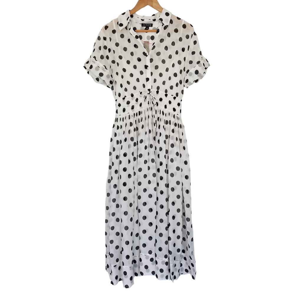 J. Crew Black and White Polka Dot Midi Dress